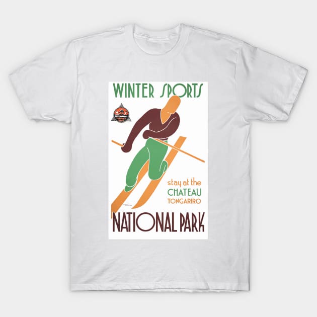 New Zealand Vintage Travel Poster Winter Sports T-Shirt by vintagetreasure